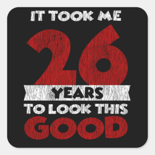 Vintage 26 Years Old Funny 26th Birthday Gift Square Sticker