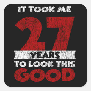 Vintage 27 Years Old Funny 27th Birthday Gift Square Sticker