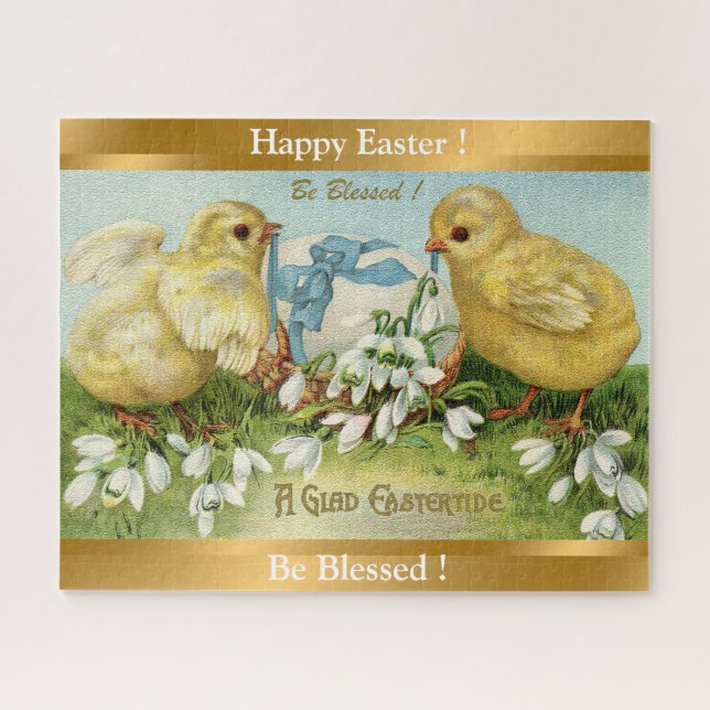 Vintage 2 Chickens And Egg Easter Jigsaw Puzzle (Horizontal)