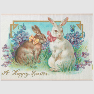 Vintage 2 Rabbits Easter Eggs Holiday Tissue Paper