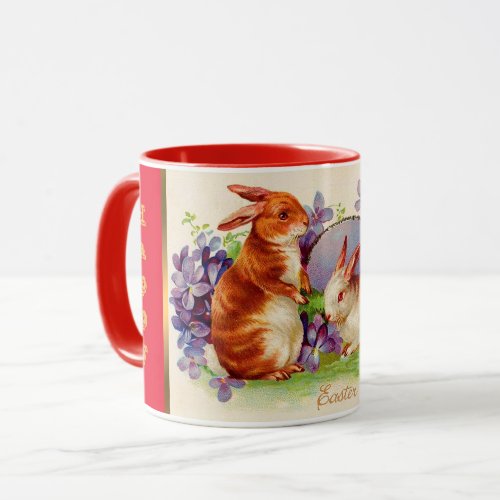 Vintage 2 Rabbits Easter Holiday Mug
