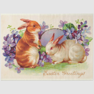 Vintage 2 Rabbits Easter Holiday Tissue Paper
