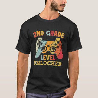 Vintage 2Nd Grade Level Unlocked Gamer Graduation T-Shirt