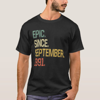 Vintage 30 Year Old Men Women Epic Since September T-Shirt