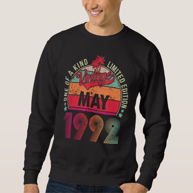 Vintage 30th Birthday Awesome Since May 1992 Sweatshirt (Front)