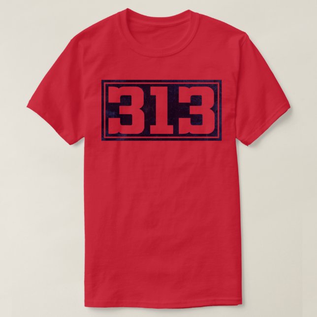 Vintage 313 Blue Text T-Shirt (Design Front)