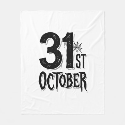 Vintage 31st October Halloween Typography Design_1 Fleece Blanket