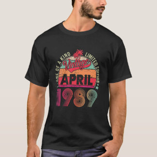 Vintage 33Rd Birthday Awesome Since April 1989 T-Shirt