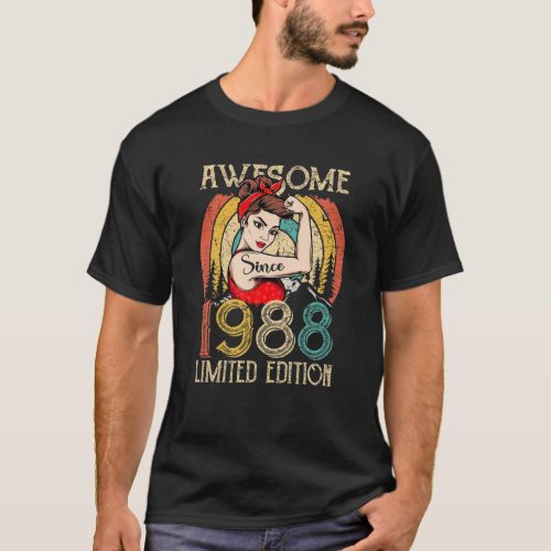 Vintage 34 Year Old Birthday Gifts For Women Best T_Shirt