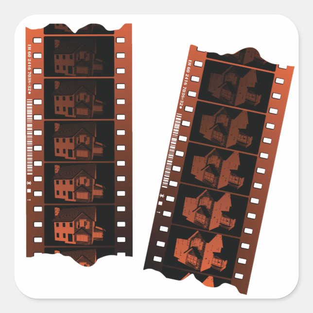 Vintage 35mm Negative Film Strip Square Sticker (Front)