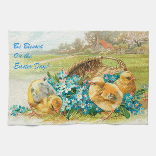 Vintage 3 Chickens Easter Holiday Kitchen Towel