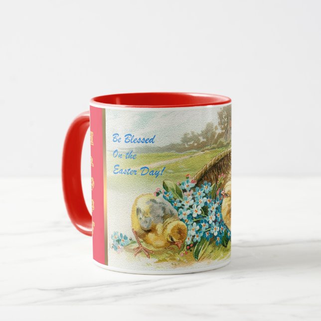Vintage 3 Chickens Easter Holiday Mug (Front Left)