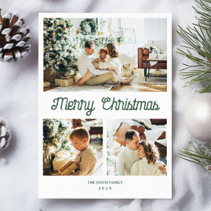 Vintage 3 Photos Christmas Greeting Holiday Card