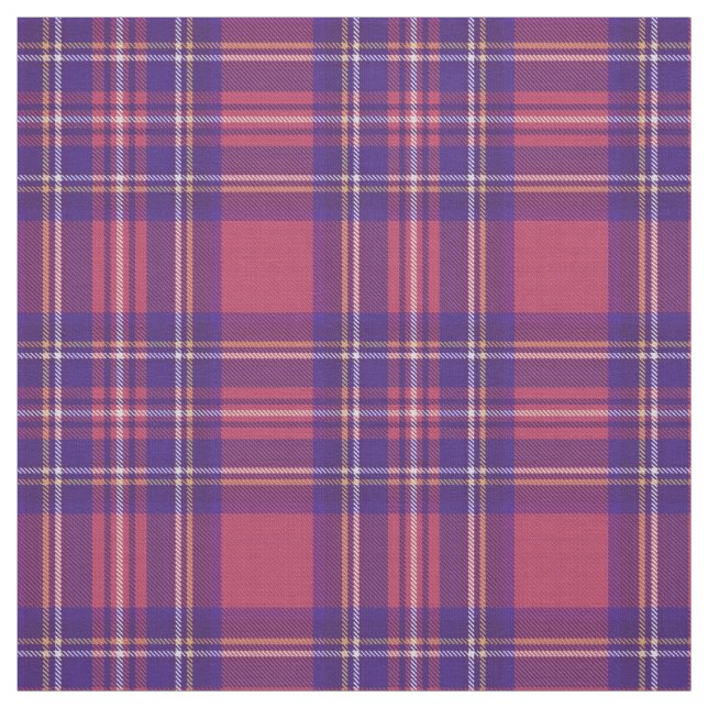 Vintage 3 warm pink/blue/purple/yellow/white plaid fabric (Swatch)