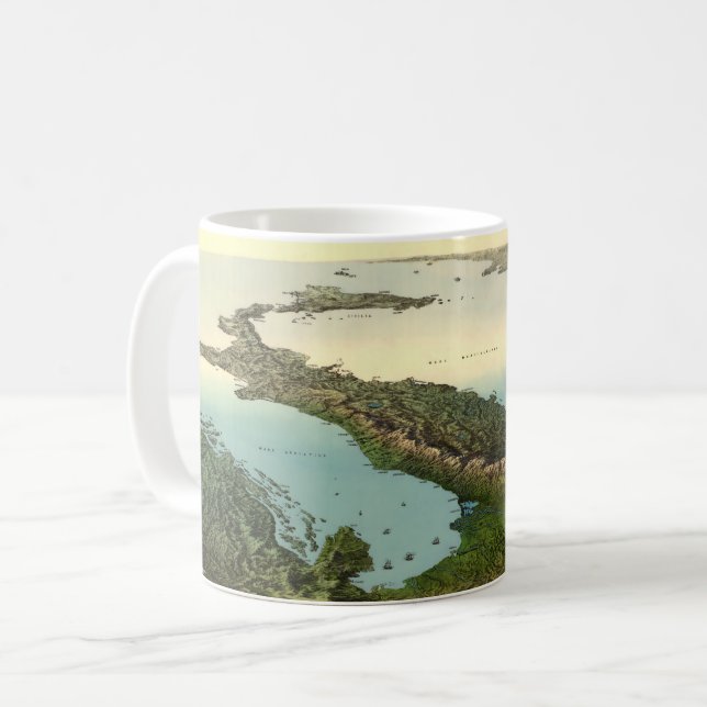 Vintage 3D Map of Italy (19th century) Mug (Front Left)