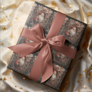 Vintage 3D Santa Wrapping Paper