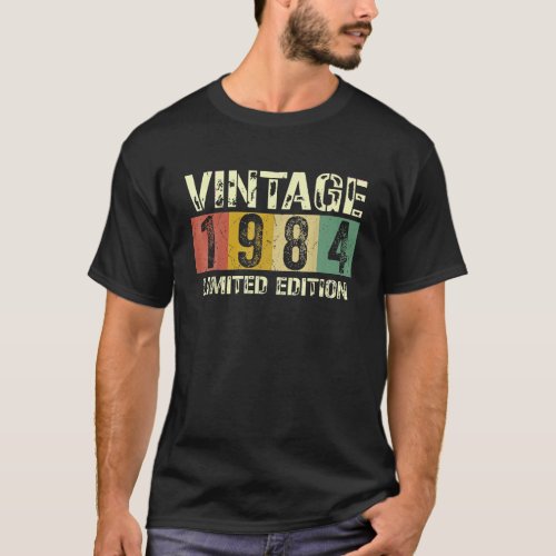 Vintage 40 Birthday Decorations Men 40th BDay 1984 T_Shirt