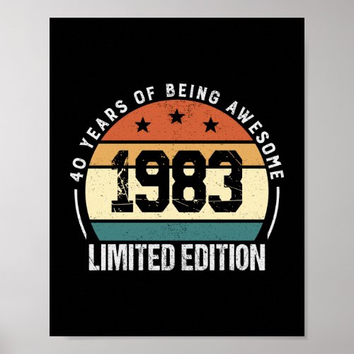 Vintage 40 Year Old Birthday Gifts 1983 Retro 40th Poster