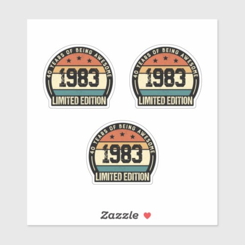 Vintage 40 Year Old Birthday Gifts 1983 Retro Sticker