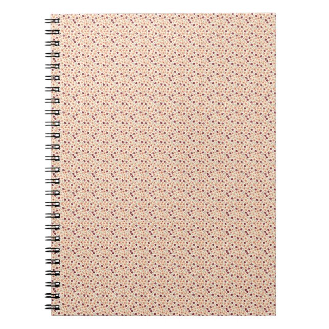 Vintage 40s Soft Peach & Taupe Utility Bloom Notebook (Front)