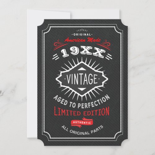 Vintage 40th 50th or 60th Birthday Party Invite