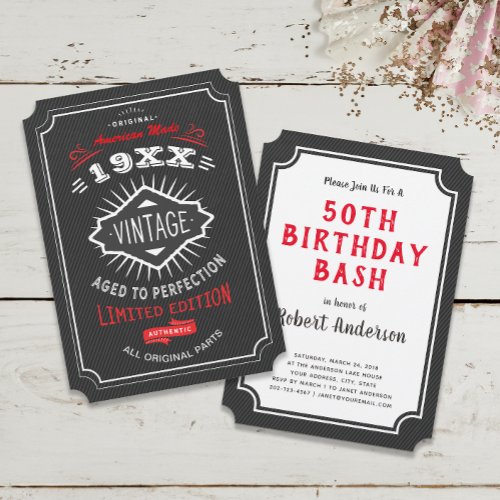 Vintage 40th 50th or 60th Birthday Party Invite