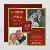 Vintage 40th Anniversary Fancy 2 Photo Invites (Front/Back)