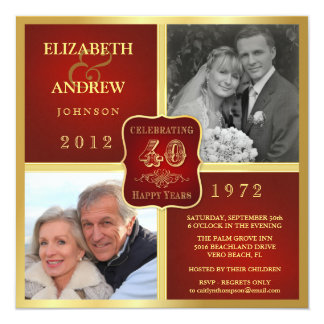 Vintage 40th Anniversary Fancy 2 Photo Invites