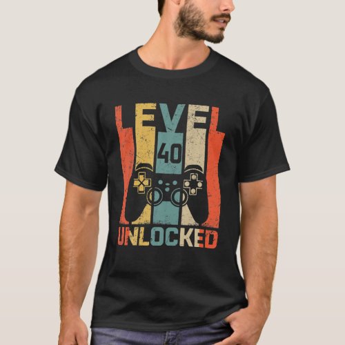 Vintage 40th Birthday Game Level 40 Unlocked 40 T_Shirt
