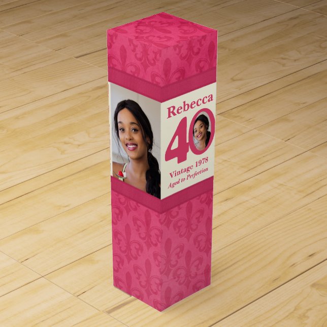 Vintage 40th Birthday name & photos custom box (Front)