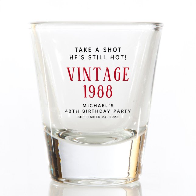 Vintage 40th Birthday Party Favor Shot Glass (Creator Uploaded)
