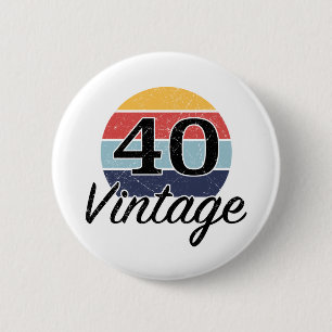 Vintage 40th Birthday Sunset Button
