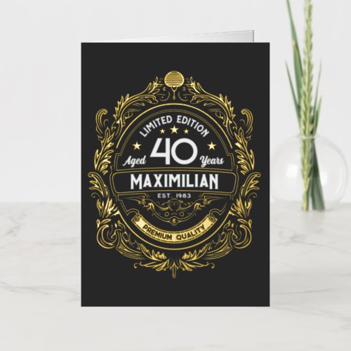 Vintage 40th Birthday Whiskey Label With Your Name Foil Greeting Card