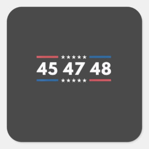 Vintage 45 47 48 Trump 2024 USA Flag President Square Sticker