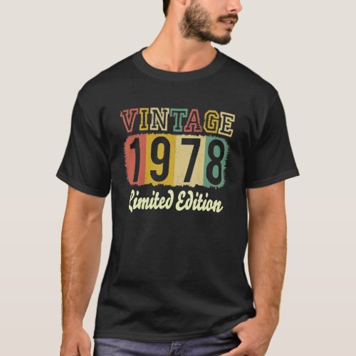 Vintage 45 Birthday Decorations Men 45th BDay 1978 T_Shirt