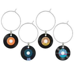 Vintage 45 rpm records wine charm