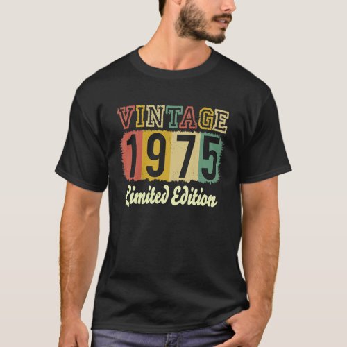 Vintage 48 Birthday Decorations Men 48th BDay 1975 T_Shirt