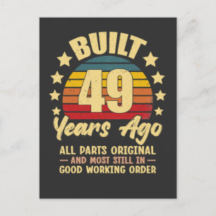 Vintage 49th Birthday Built 49 Years Ago Funny  Postcard