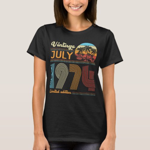 Vintage 49th Birthday Gifts Women Men Born In July T_Shirt