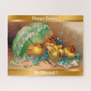 Vintage 4 Chickens Easter Holiday Jigsaw Puzzle