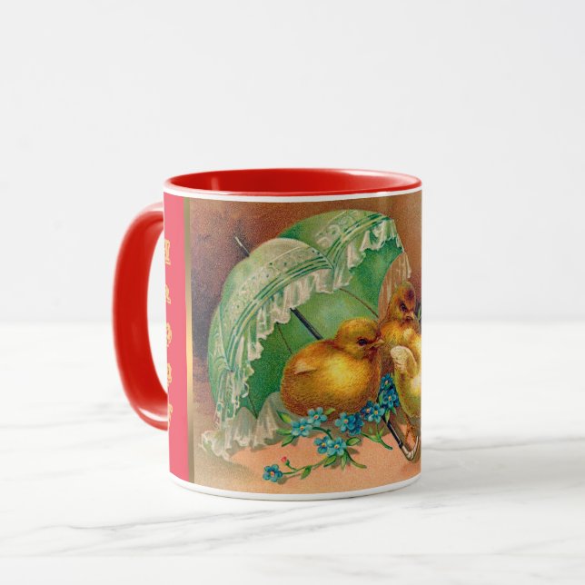 Vintage 4 Chickens Easter Holiday Mug (Front Left)