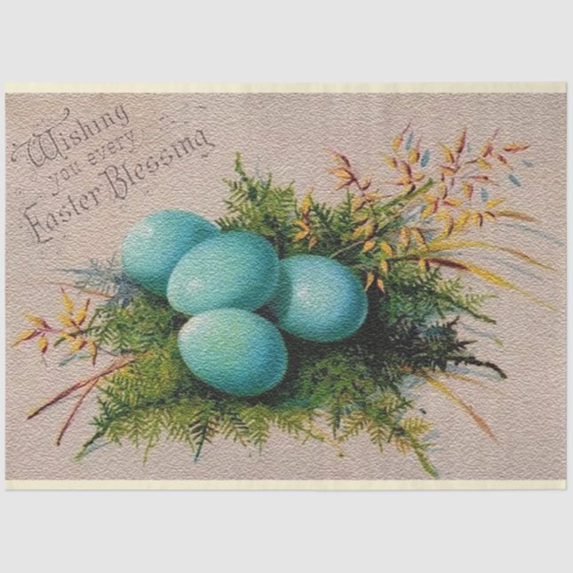 Vintage 4 Eggs Easter Holiday Tissue Paper (Front)