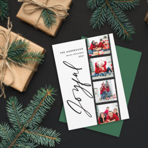 Vintage 4 photo collage typography green Christmas