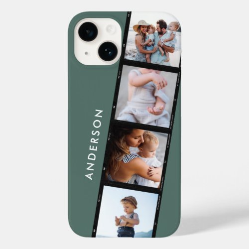 Vintage 4 photo collage typography modern green Case_Mate iPhone 14 case