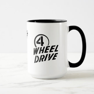 Vintage 4 wheel drive tire track two tone mug