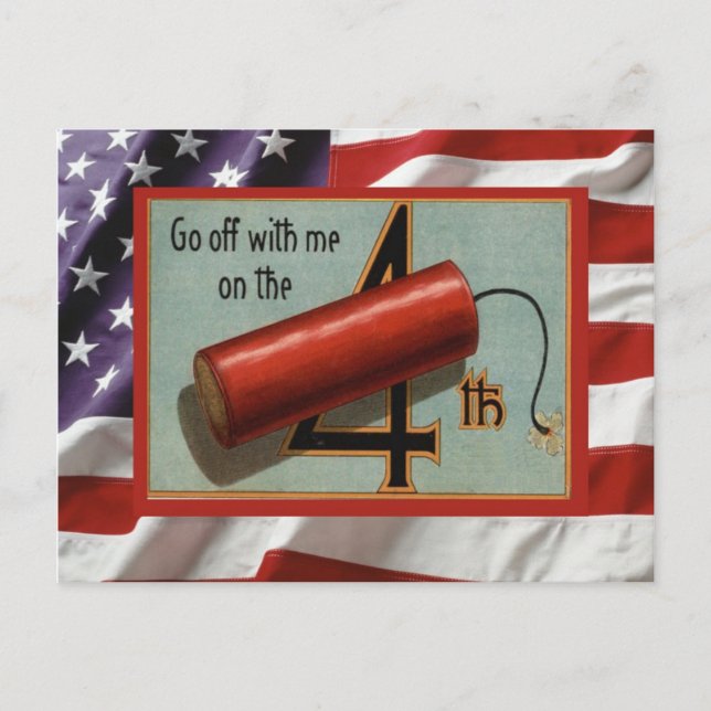 Vintage 4th July, Celebration, firecracker Invitation Postcard (Front)