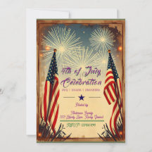 Vintage 4th of July BBQ Party Invitation