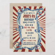 Vintage 4th of July Birthday Party Invitations