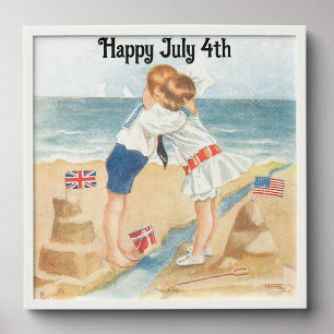 Vintage 4th Of July Children Embrace Tile