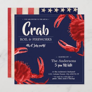 Vintage 4th Of July Crab Boil Summer Party  Invitation by PerpetuallyPerplexed at Zazzle